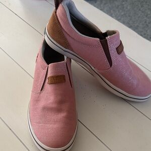 Xtratuf Pink Slip-On Canvas Shoes with Brown Heel Accent